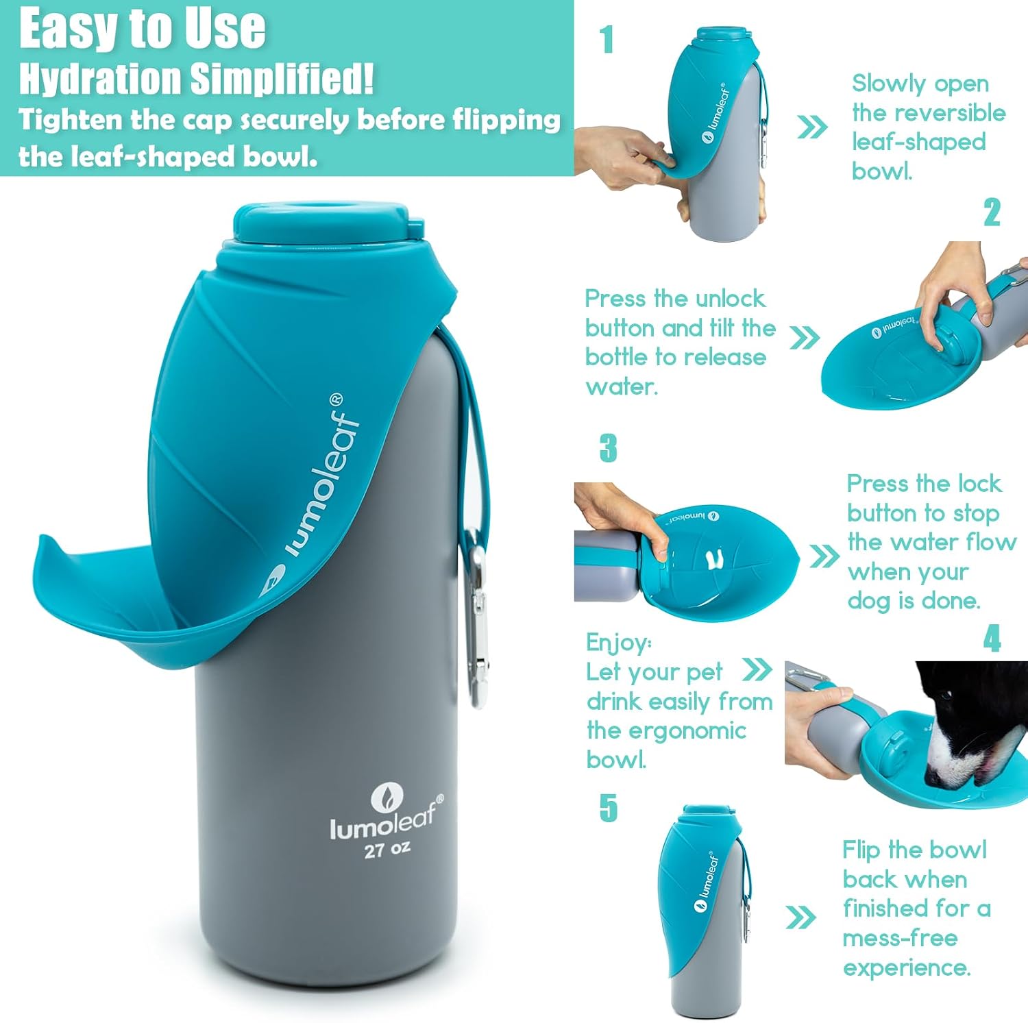 Thumbnail 3 de LumoLeaf Wasserflasche für Hunde 800 ml