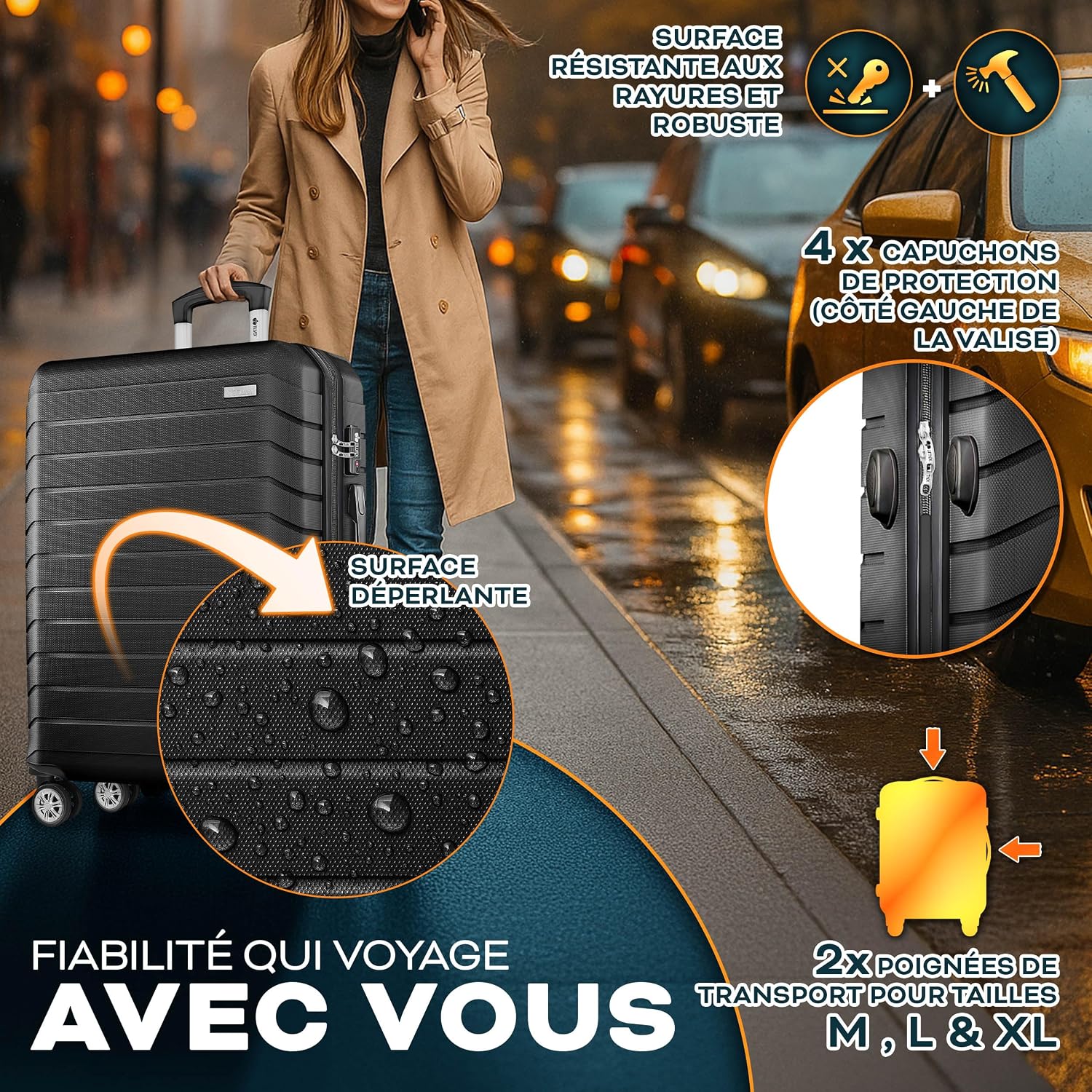 Thumbnail 6 de tillvex Set 4 valises coque rigide Noir