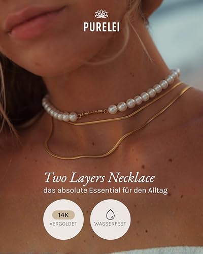 Thumbnail 1 de Purelei Two Layers Kette Damen – Halskette aus Edelstahl, zweilagig, wasserfest, 40–45 cm verstellbar