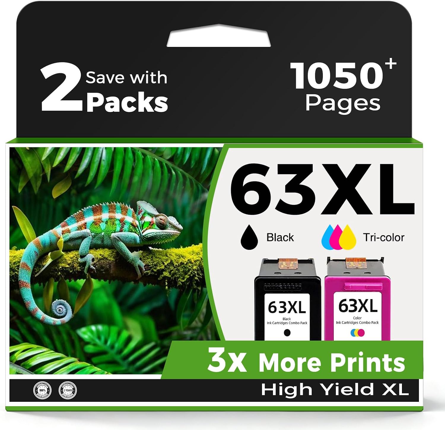 Detalle de 63XL Ink Cartridges Black and Color Combo Pack (Replacement for HP 63 XL) for Select DeskJet, ENVY & OfficeJet Printers