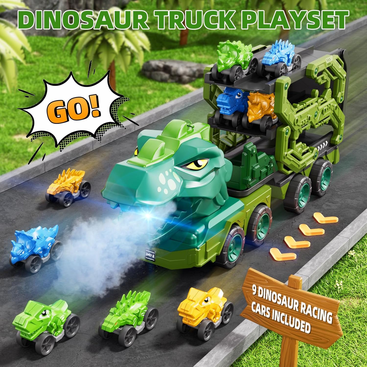 Thumbnail 4 de 10-in-1 Dinosaur Truck Toy with Foldable Track