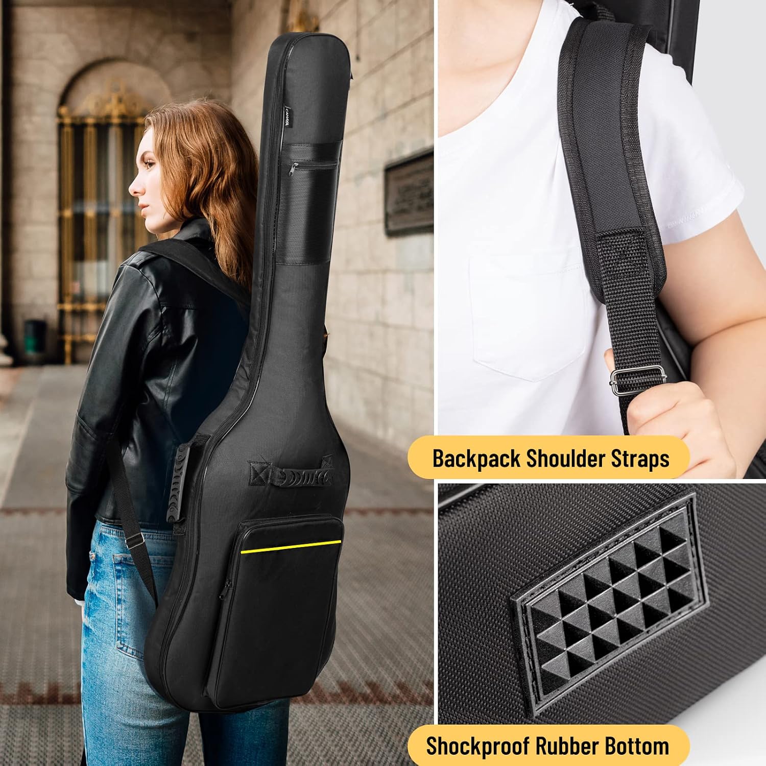 Thumbnail 5 de CAHAYA US-CGB0222 Bass Guitar Gig Bag, 0.3-Inch Padding, Backpack Straps