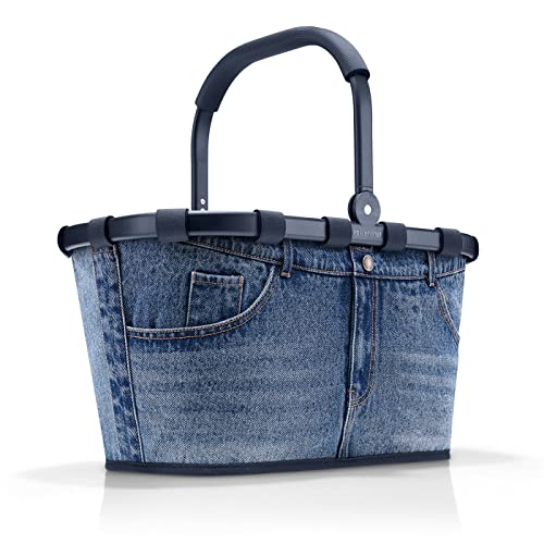 Detalle de Carrybag Frame Jeans Classic Blue von Reisenthel – stabiler Aluminiumrahmen, großes Hauptfach