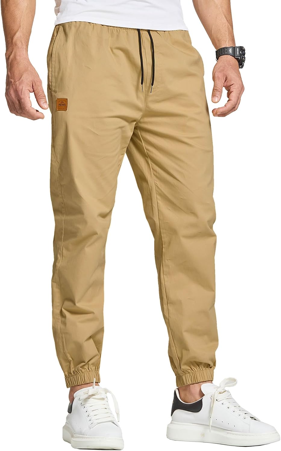 Thumbnail 5 de JustSun Cargo Jogger Chino Trousers for Men with Elastic Waist, Drawstring and Pockets