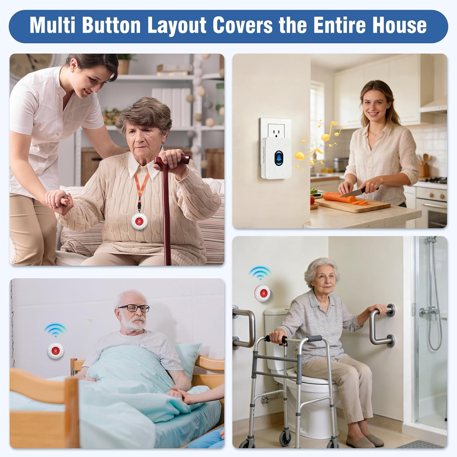 Detalle de Daytech LC02 1+1+E H Caregiver Pager with Wrist Button, 110 dB Alert