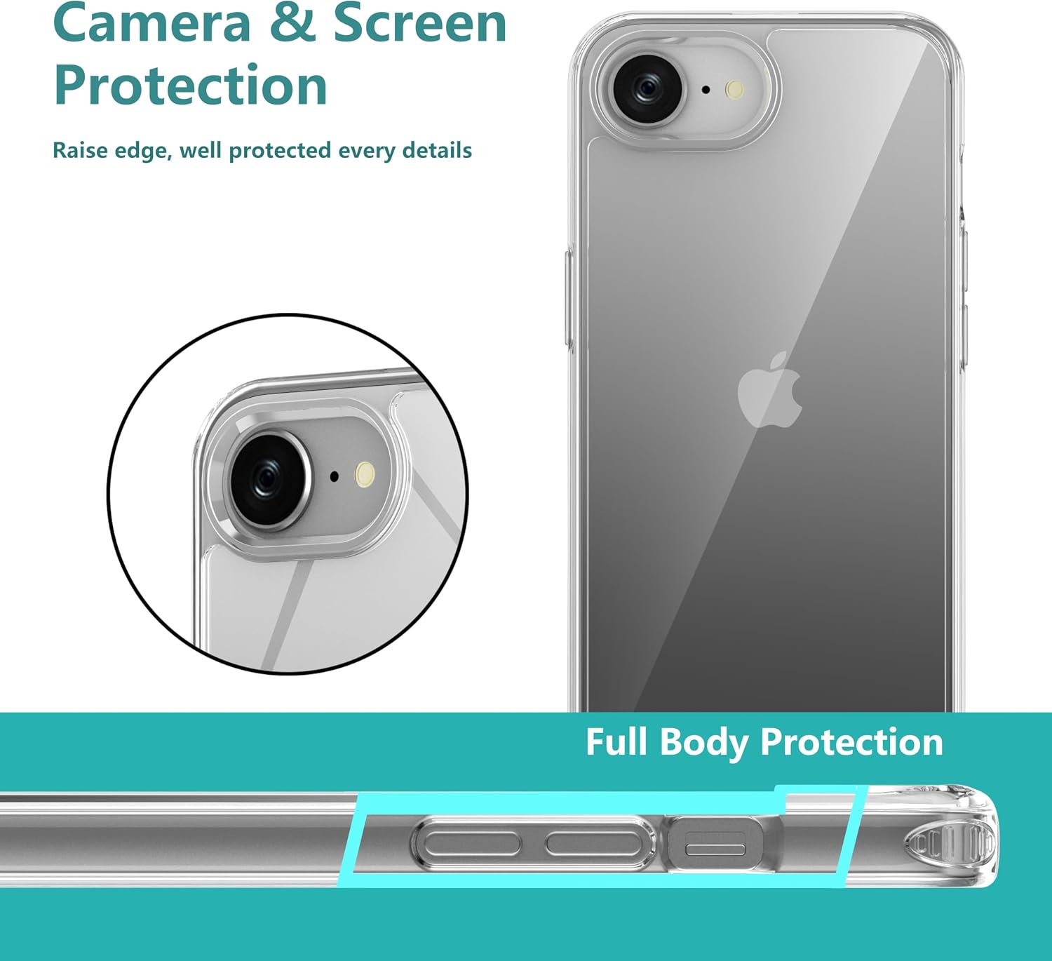 Detalle de OLEPHY Cover iPhone 16e 6,1" trasparente con cordino