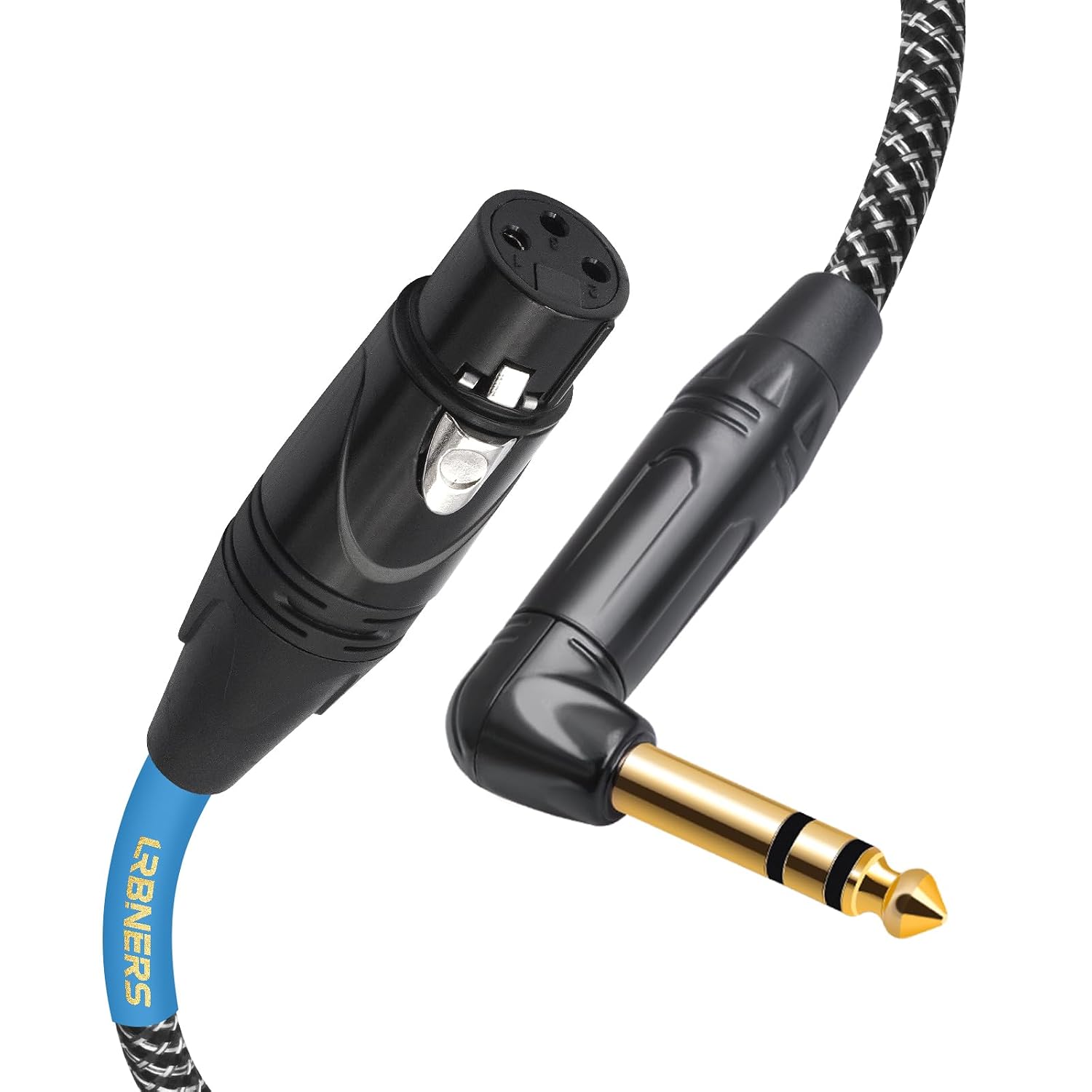 Detalle de Lrbners TC161GYX002-15 5FT Right-Angle TRS-to-XLR Cable, Braided Shield