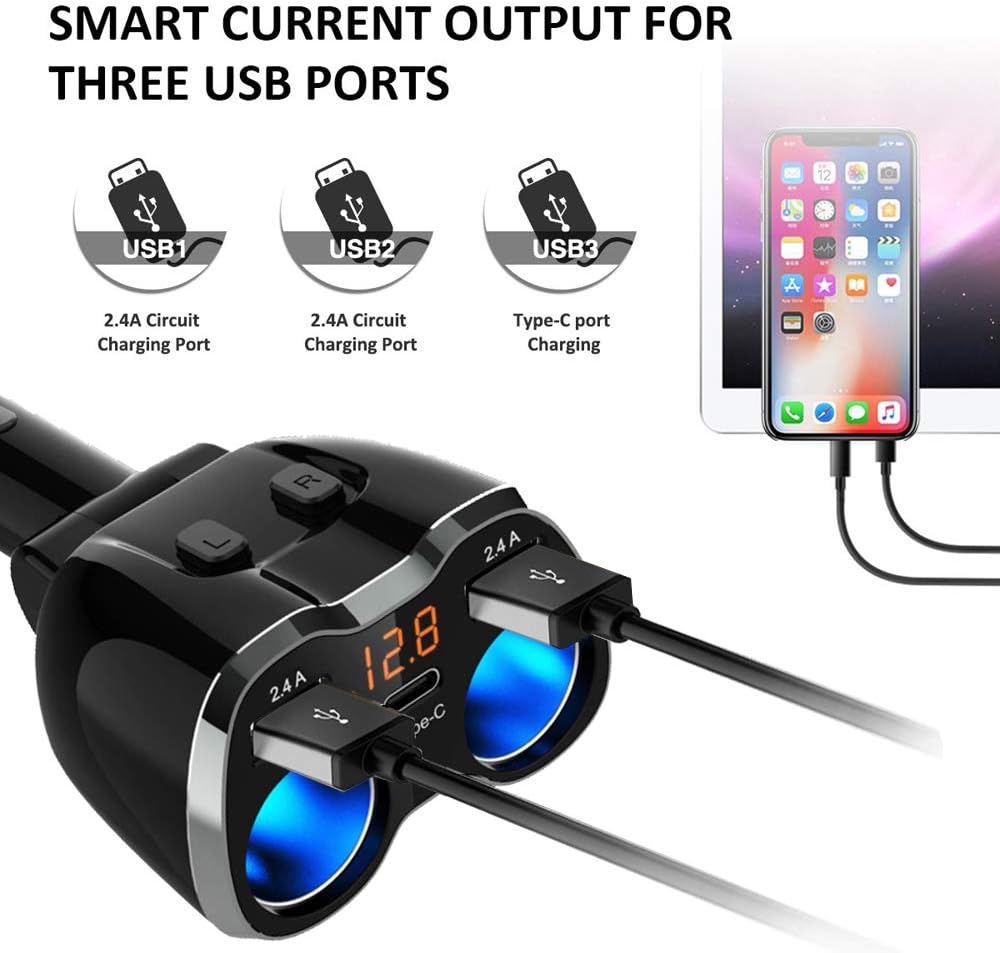 Thumbnail 5 de Car Charger 120W with Dual USB and Type‑C 🔌