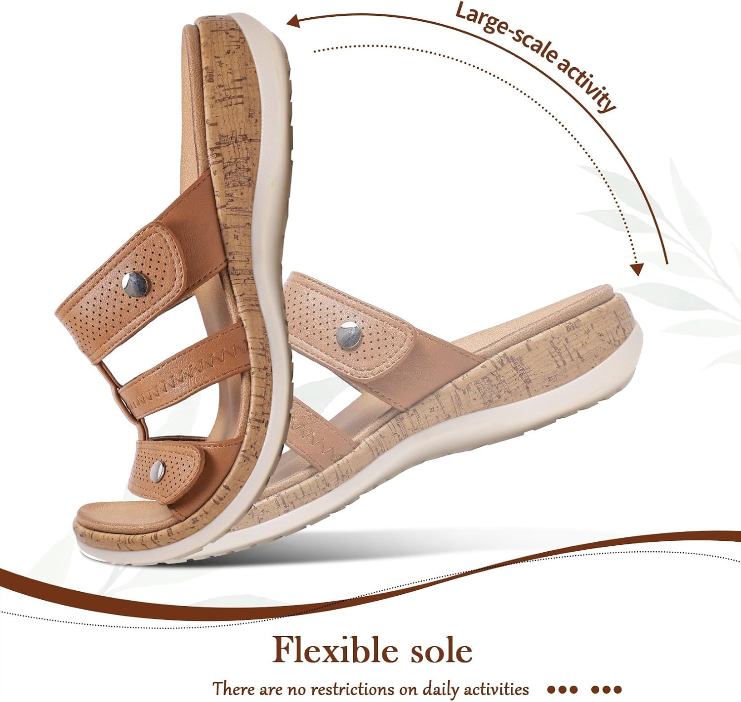 Detalle de Littleplum Damen Pantoletten: Modische Sandalen mit Kork-Fußbett, Arch Support und rutschfester Sohle