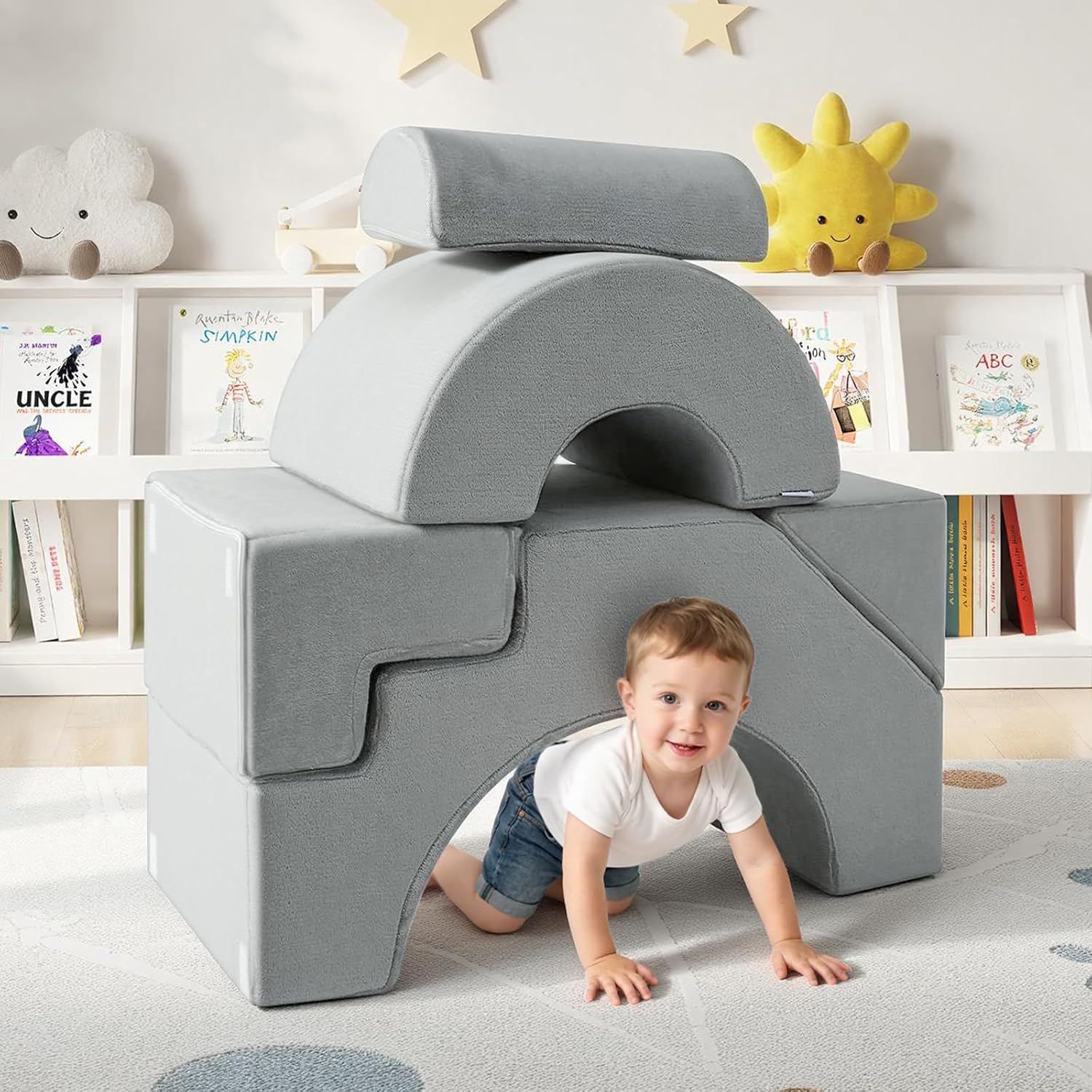Detalle 2 de MeMoreCool Kids Foam Play Couch, Gray