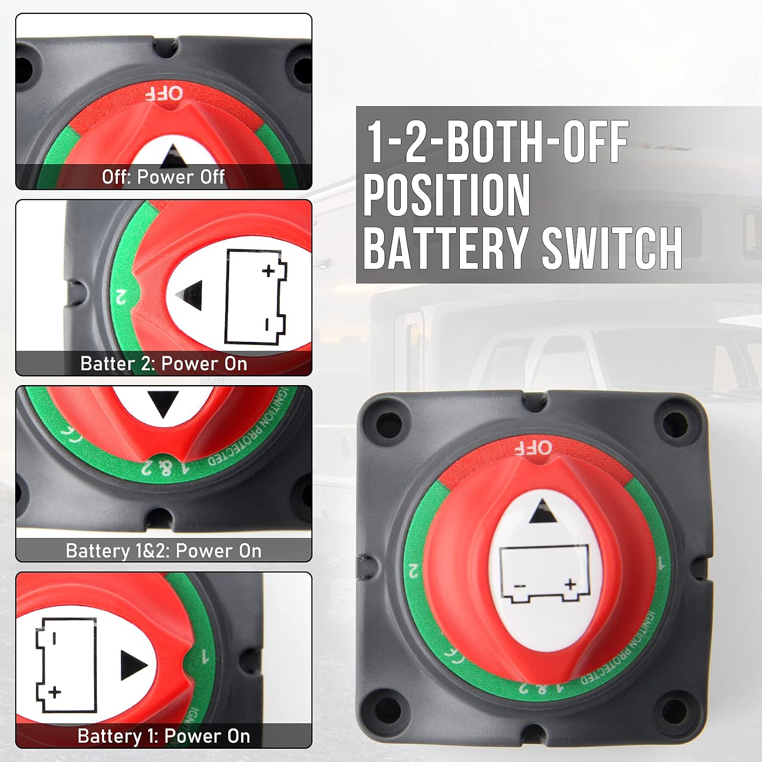 Thumbnail 3 de I LITTON 1-2-Both-Off Battery Disconnect Switch (2 Pack) for 12V–48V Systems