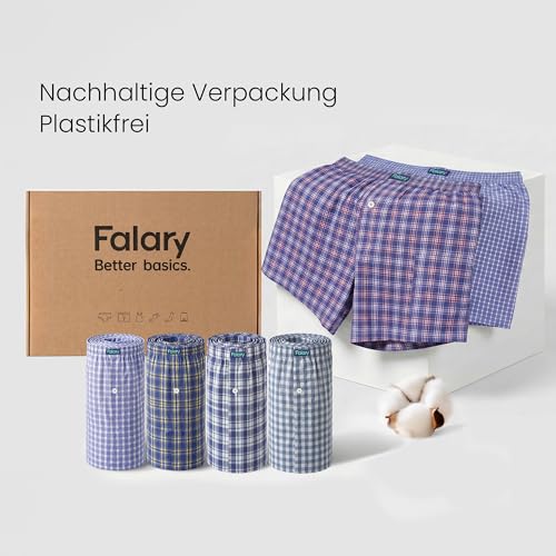 Detalle 2 de FALARY Herren Boxershorts locker geschnitten, kariert – 6er-Pack
