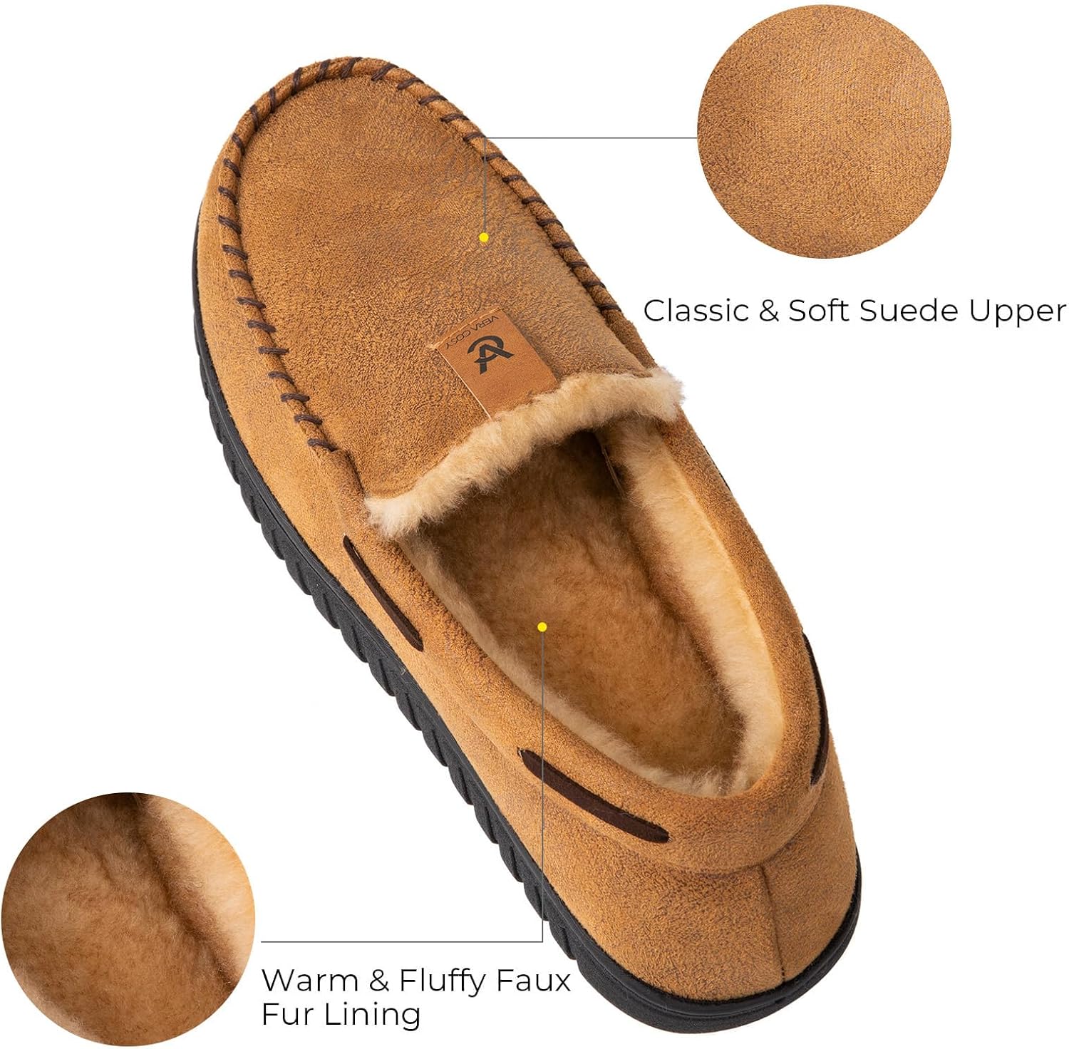 Thumbnail 4 de VeraCosy Men's Classic Moccasin Slippers Memory Foam slippers