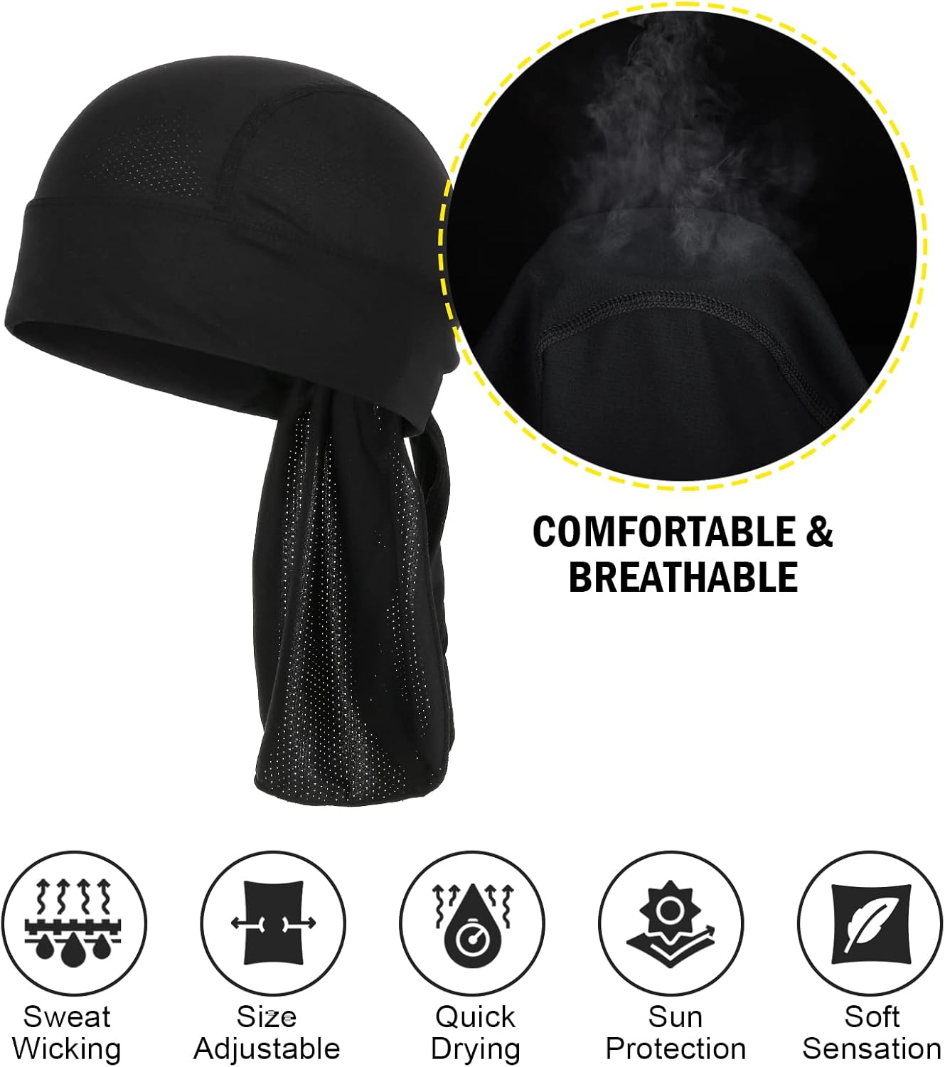 Detalle de MELASA Cycling Bandana Skull Cap: Cooling Durag Helmet Liner for Sport and Outdoors