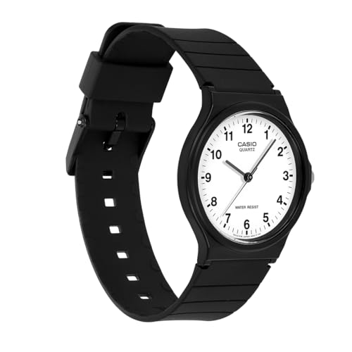 Detalle de Casio MQ-24-7BLL Reloj Cuarzo Unisex 34 mm con Dial Blanco y Correa Negra de Resin