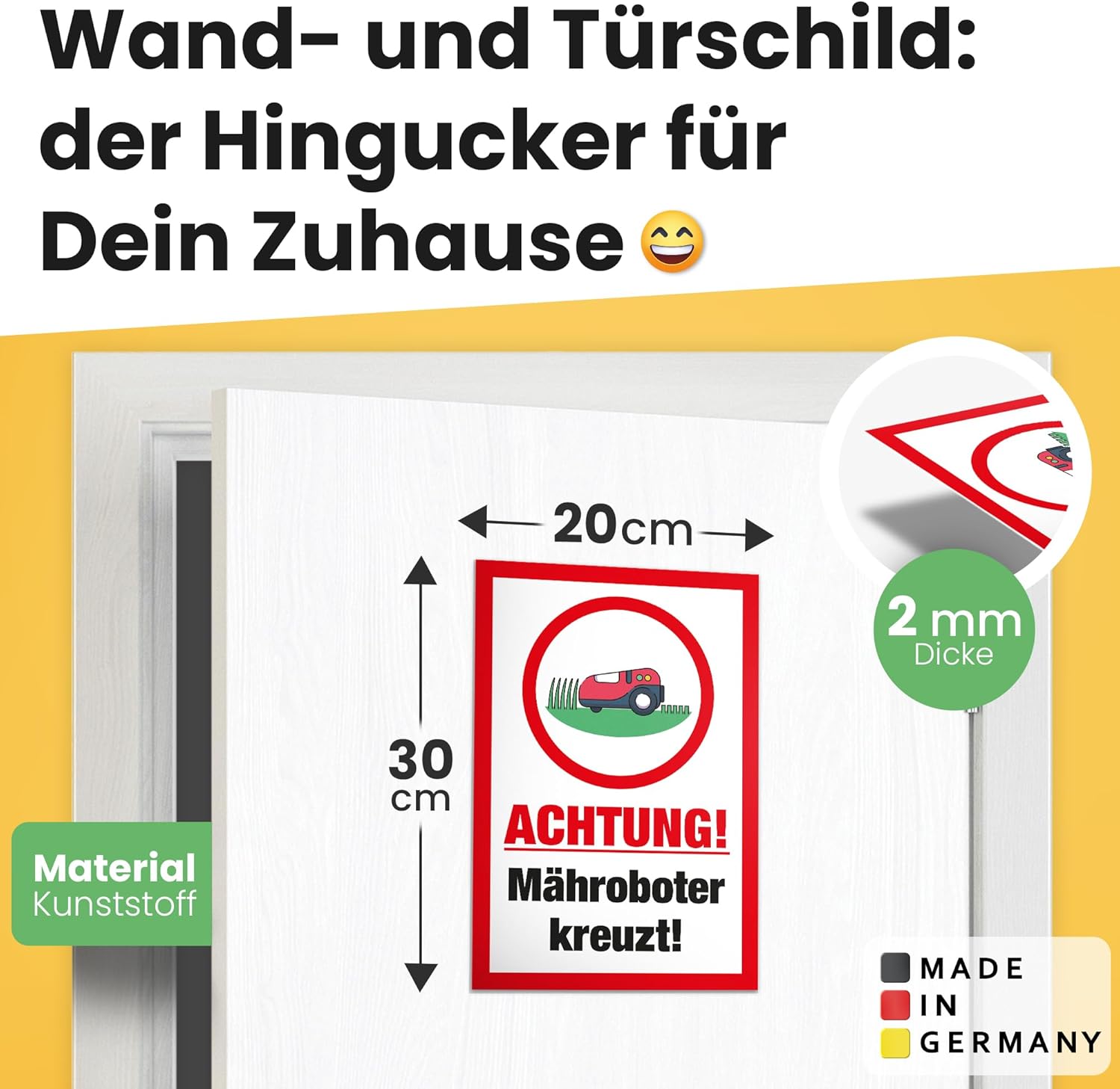 Thumbnail 1 de DankeDir! Mähroboter kreuzt – Schild 30x20 cm, wetterfestes Gartenschild