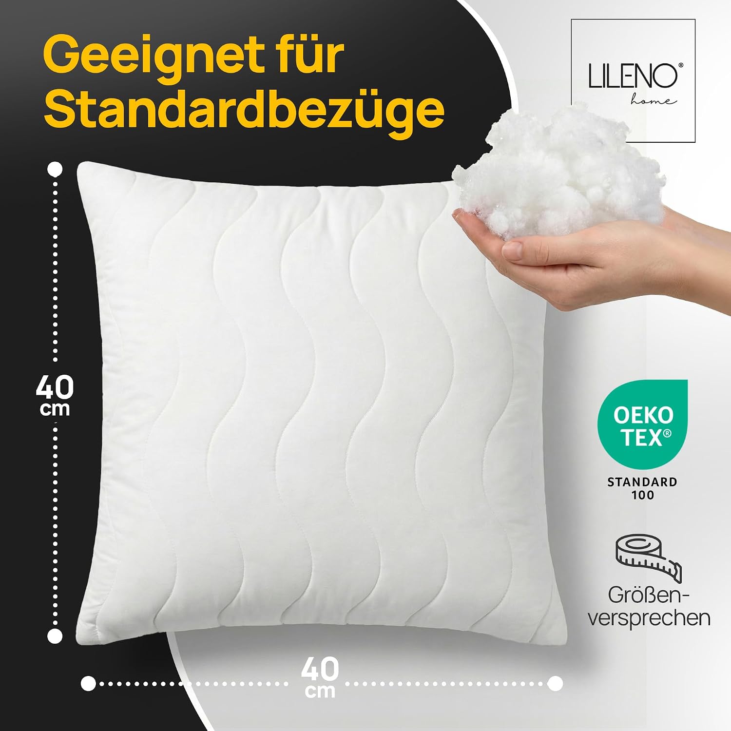 Thumbnail 1 de LILENO HOME Kopfkissen 40x40 im 2er-Set – 95 °C waschbar, Öko-Tex & Made in DE