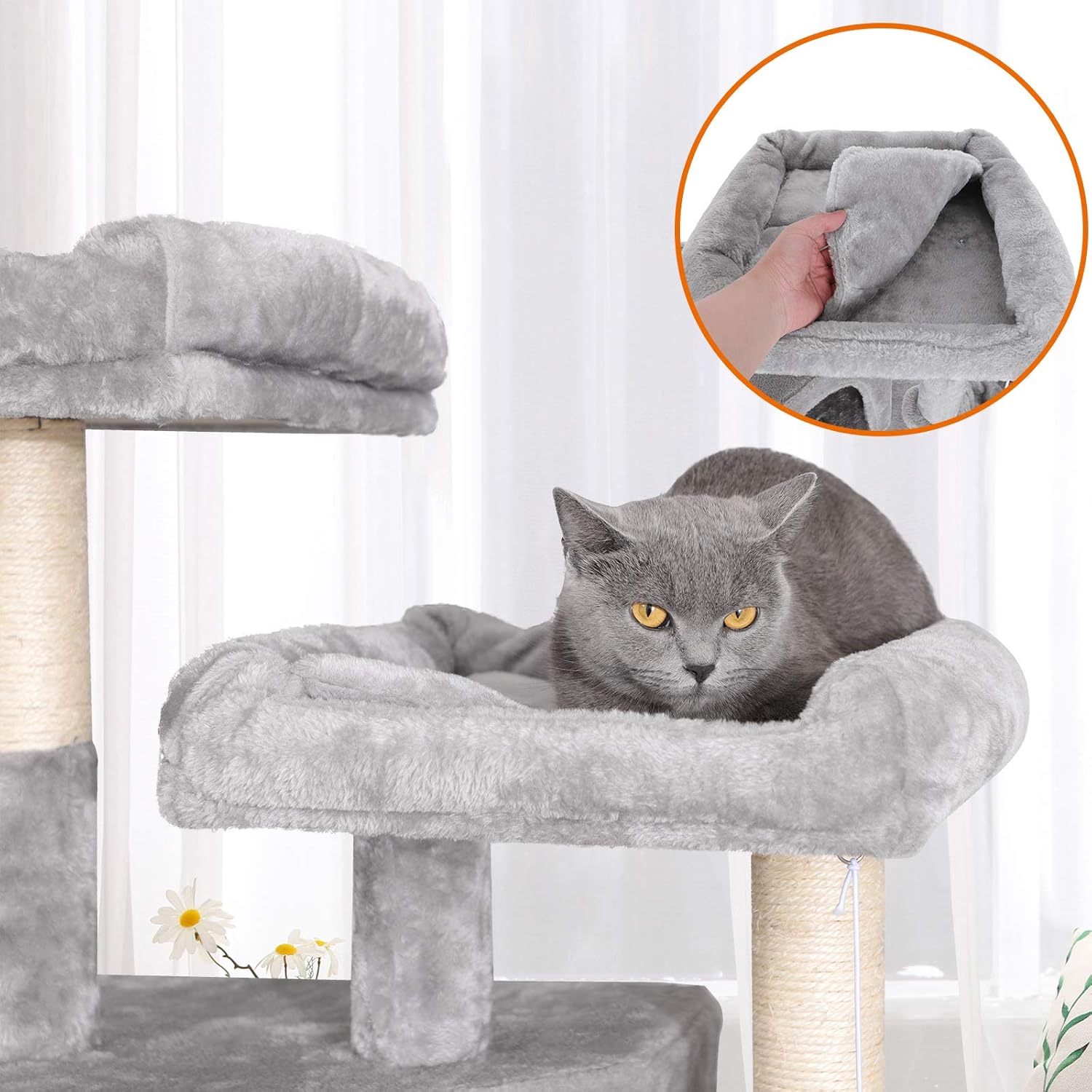 Thumbnail 2 de FEANDREA Árbol Grande para Gatos 164 cm Gris Claro