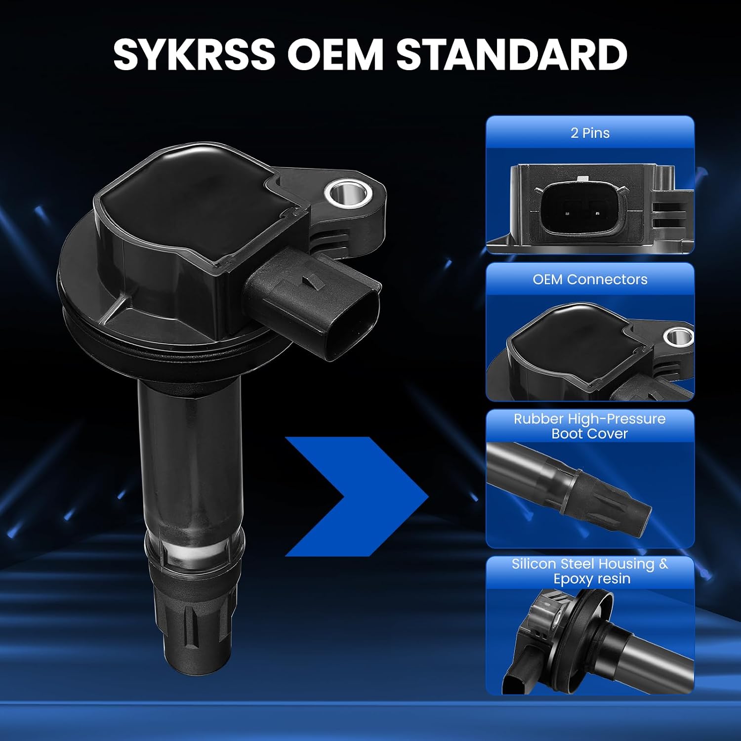 Thumbnail 2 de SYKRSS 6 Ignition Coils Pack for 3.5L/3.7L V6 Ford/Lincoln/Mazda—Direct Fit Replacement