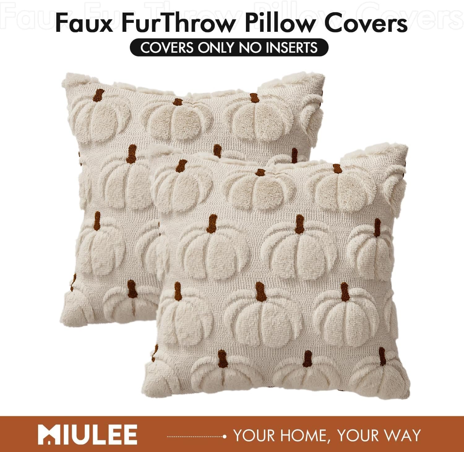 Thumbnail 6 de MIULEE Fall Pumpkin Pillow Covers, 16 x 16, Set of 2, 3D Embroidery