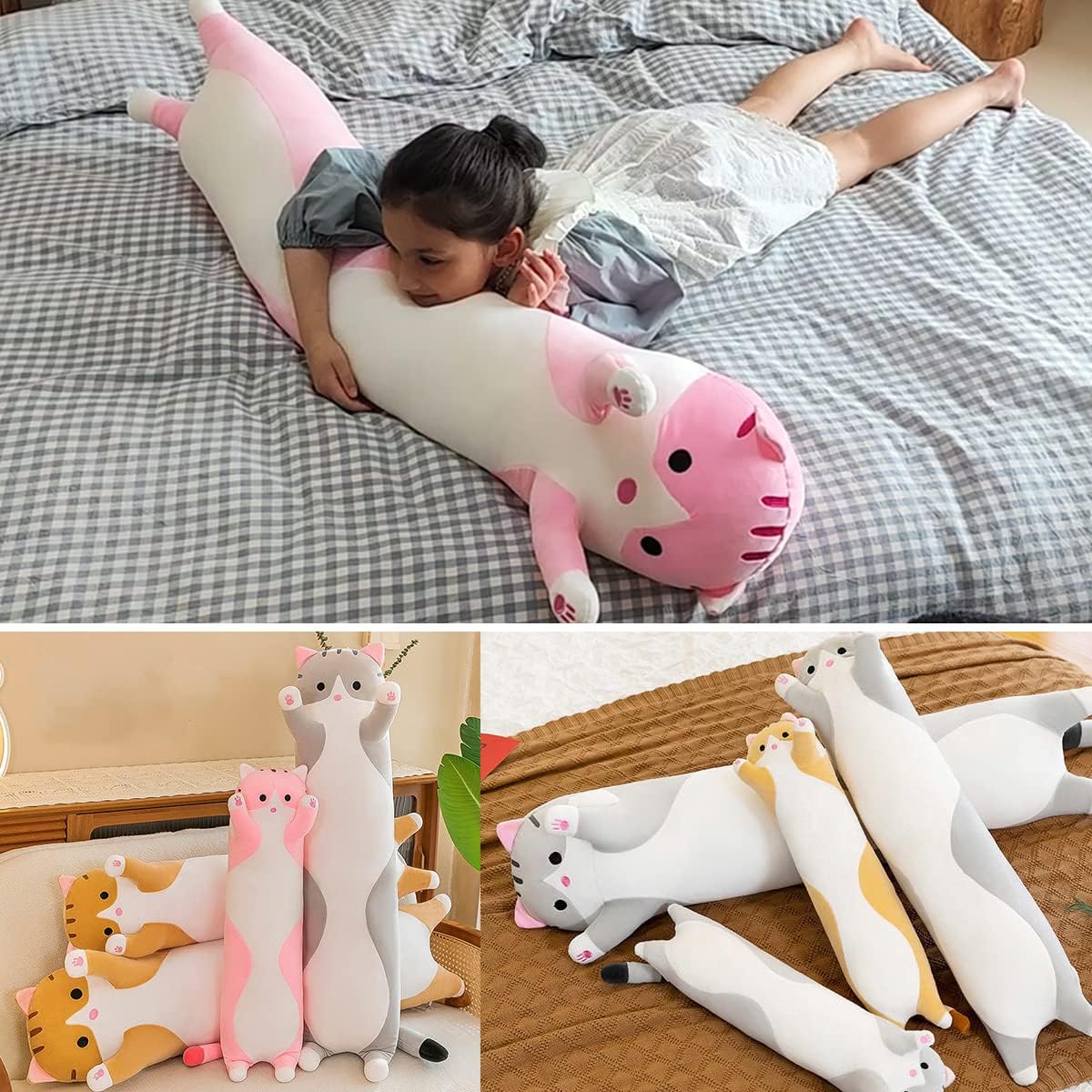 Detalle de Giant Cat Pillow Plush Kitty: Ultra-Soft 130cm Full-Body Hug Pillow