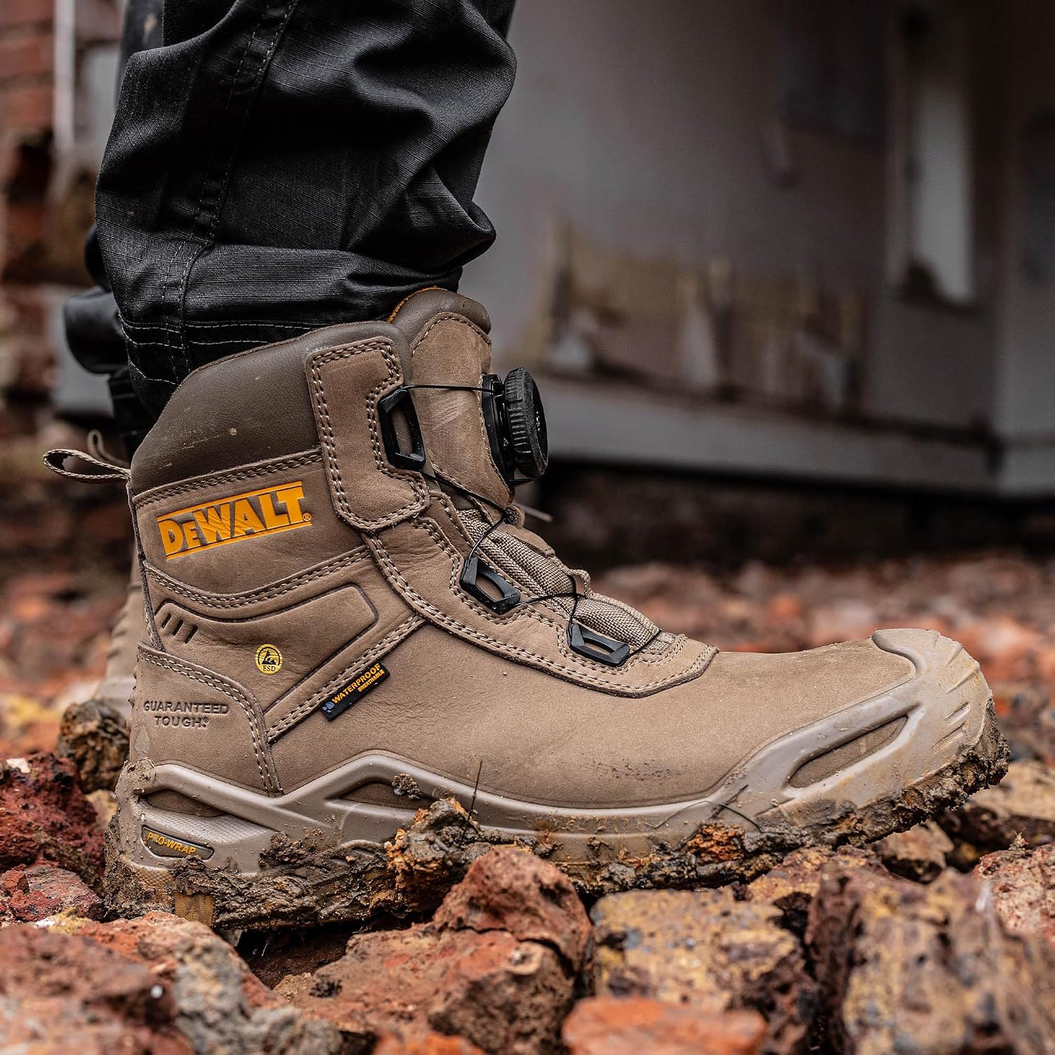 Thumbnail 5 de DEWALT Lander Mens Waterproof Nubuck Leather, Wide Fit, BOA Fastener Work Boot (Stone, UK11)
