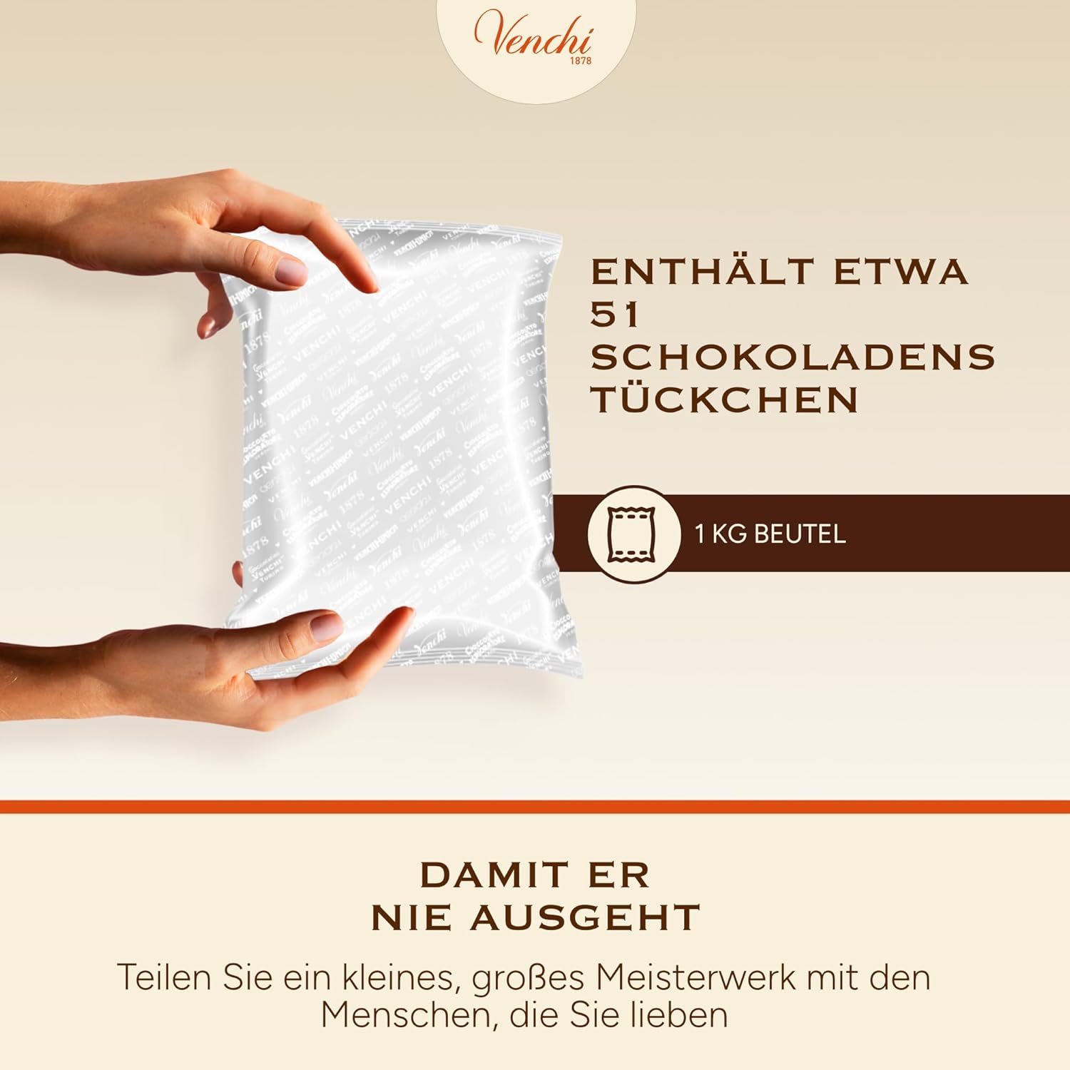 Thumbnail 4 de Venchi Chocoviar Stracciatella – Pralinen mit Sahne, Nibs & Milchschokolade, 1 kg (glutenfrei)