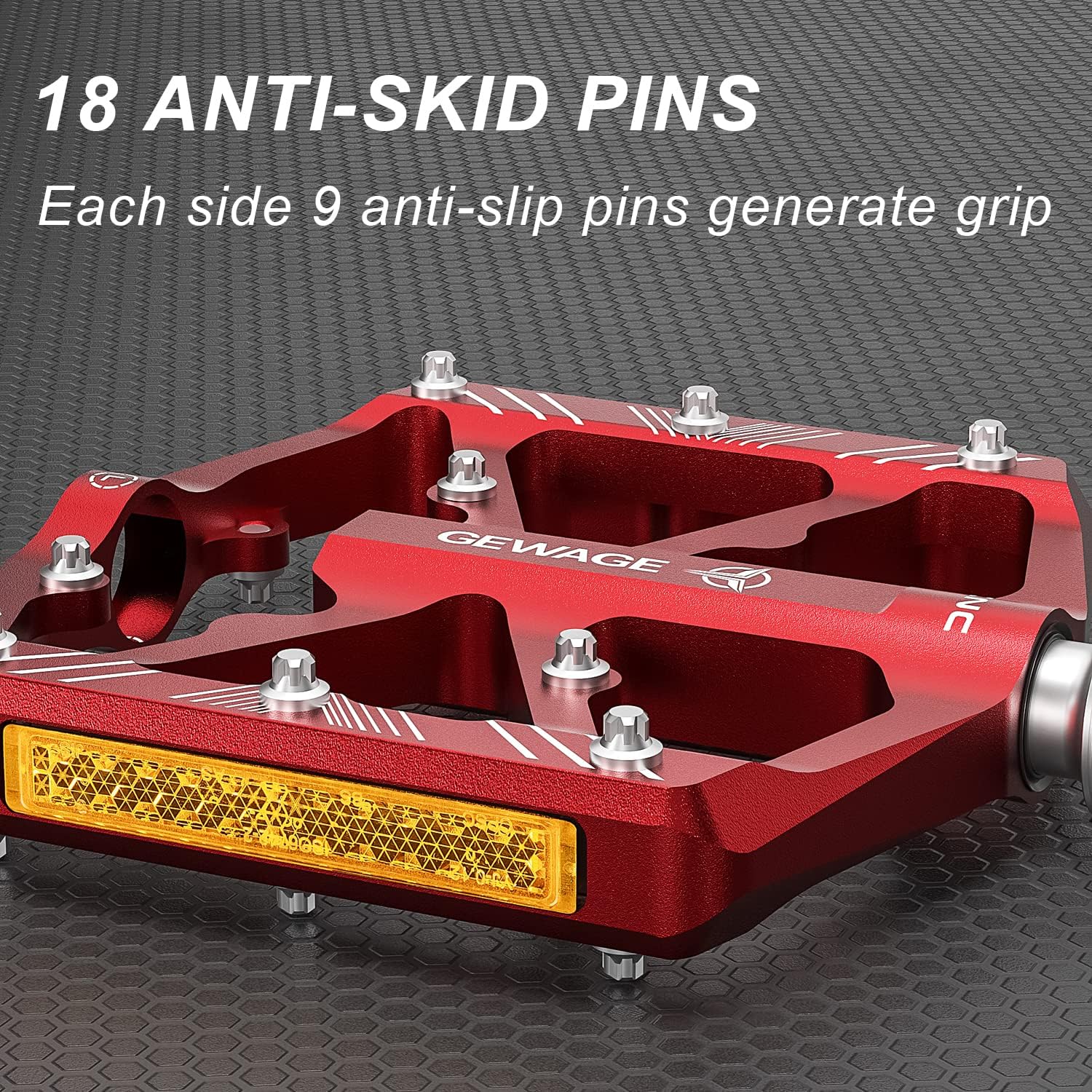 Thumbnail 3 de GEWAGE pedali per bici con strisce riflettenti e piattaforma in alluminio CNC (attacco 9/16")