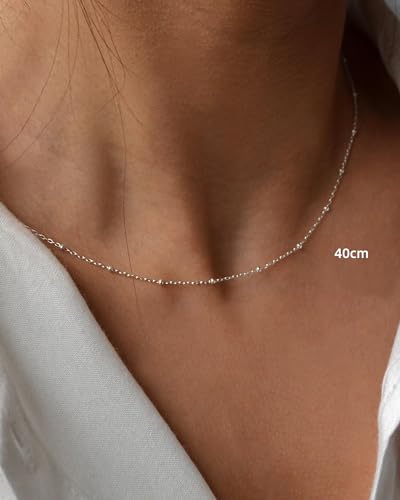 Thumbnail 7 de FUNÉIA - Cadena de plata de ley 925 para mujer ajustable (40–60 cm), plateada con rodio