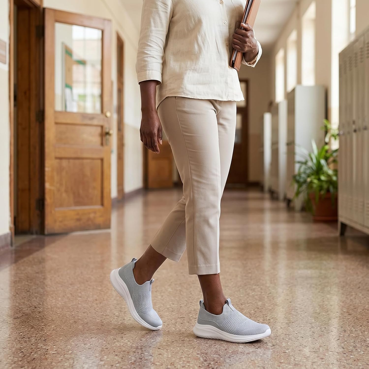 Detalle 2 de TIOSEBON Damen Walking Tennisschuhe Strick – Leichtgewicht, Slip-On & Atmungsaktiv