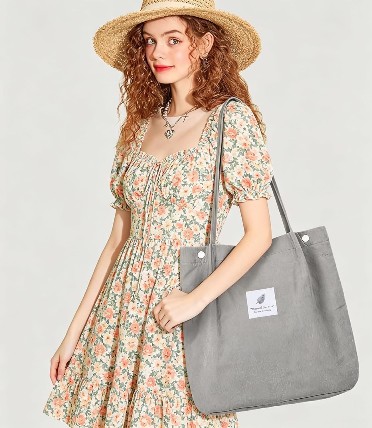 Detalle 2 de ZhengYue Corduroy Totes Bag – Practical Corduroy Shoulder Tote for Everyday Use