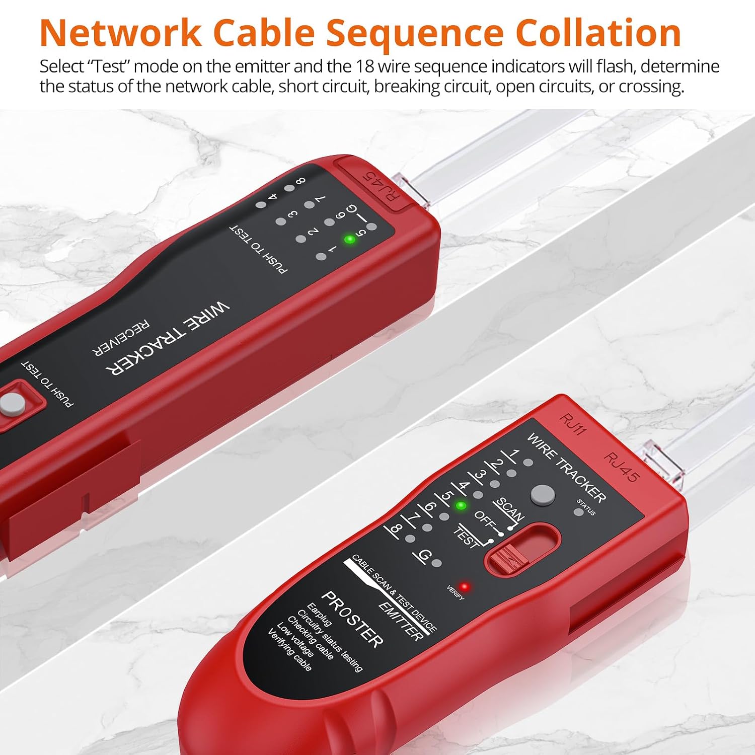Detalle 1 de Proster PST187a-PST Wire Tracker for RJ11/RJ45 with Cable Testing