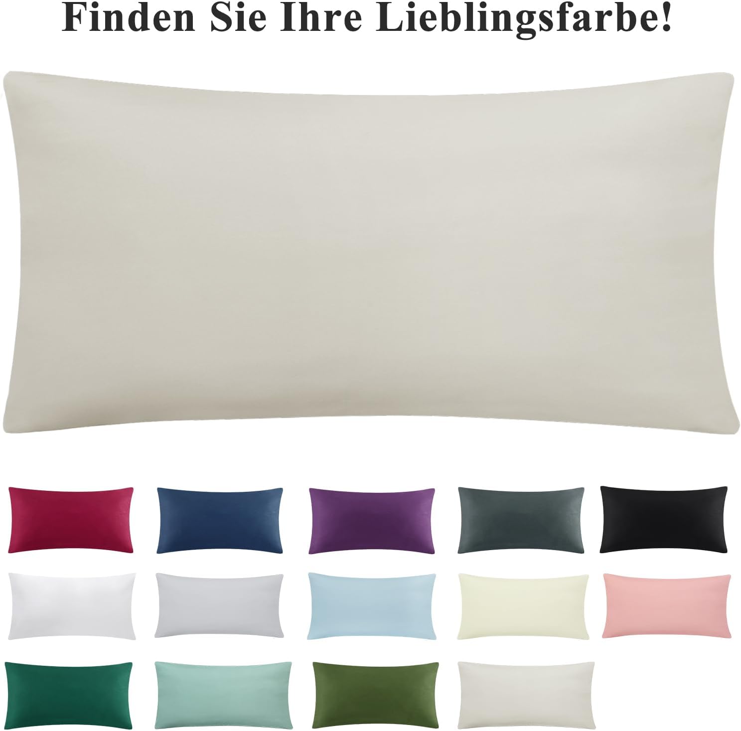 Thumbnail 6 de Aisbo Kissenbezug 40 x 80 2er Set – Kopfkissenbezug 40x80 beige aus Mikrofaser mit Reißverschluss, ÖKO-TEX