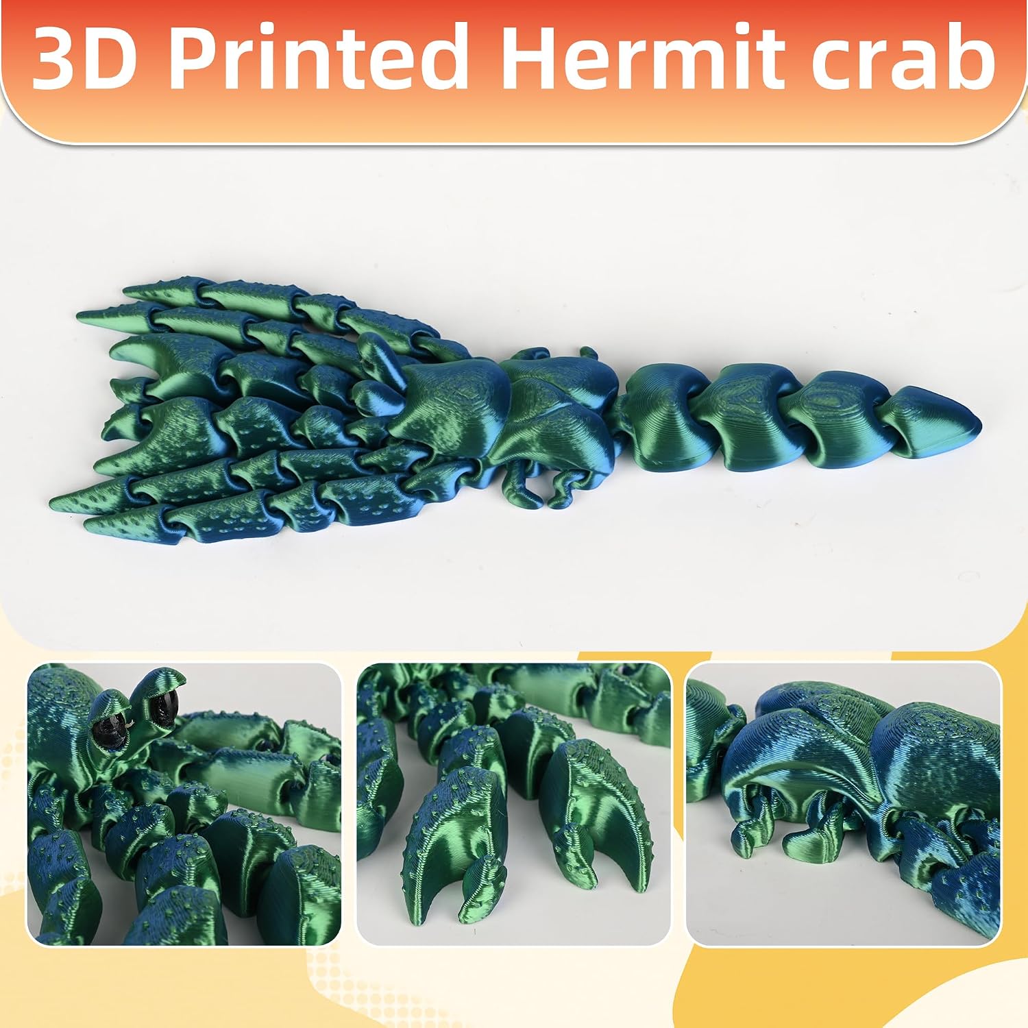 Detalle de meshcraft Teal hermit crab01 3D-Printed Figurine, PLA Desk Toy in Teal