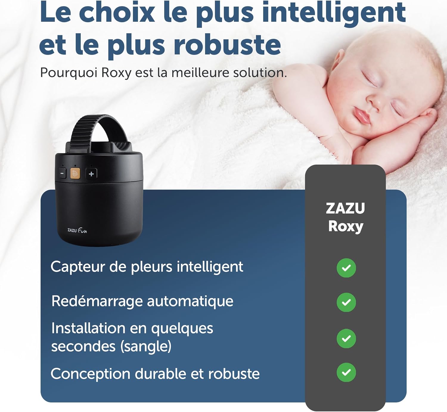 Thumbnail 4 de ZAZU Roxy Baby Rocker – Balançoire électrique pour poussette avec capteur de pleurs