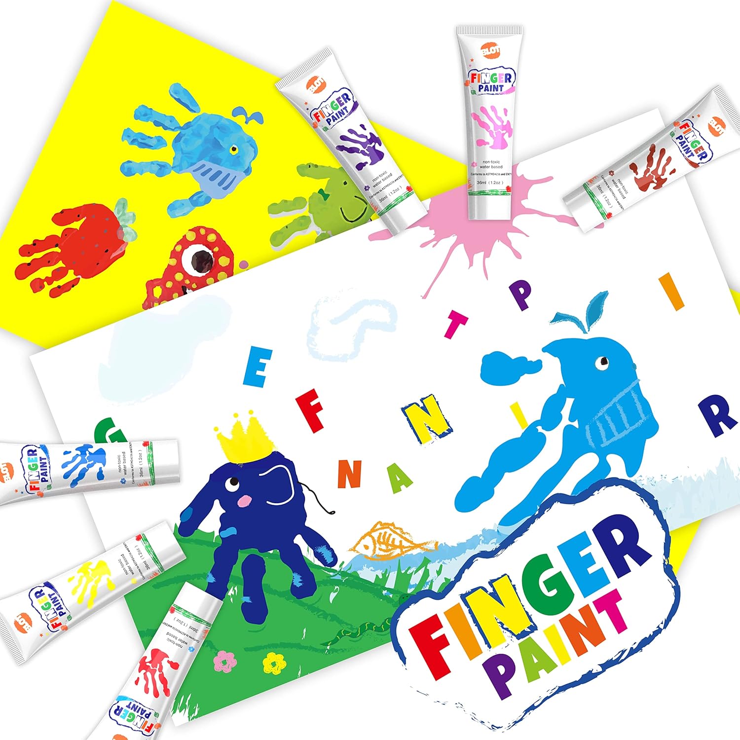 Thumbnail 2 de BLOT Peinture au Doigt Lavable pour Enfants – Kit 10 Couleurs (36 ml/tube)