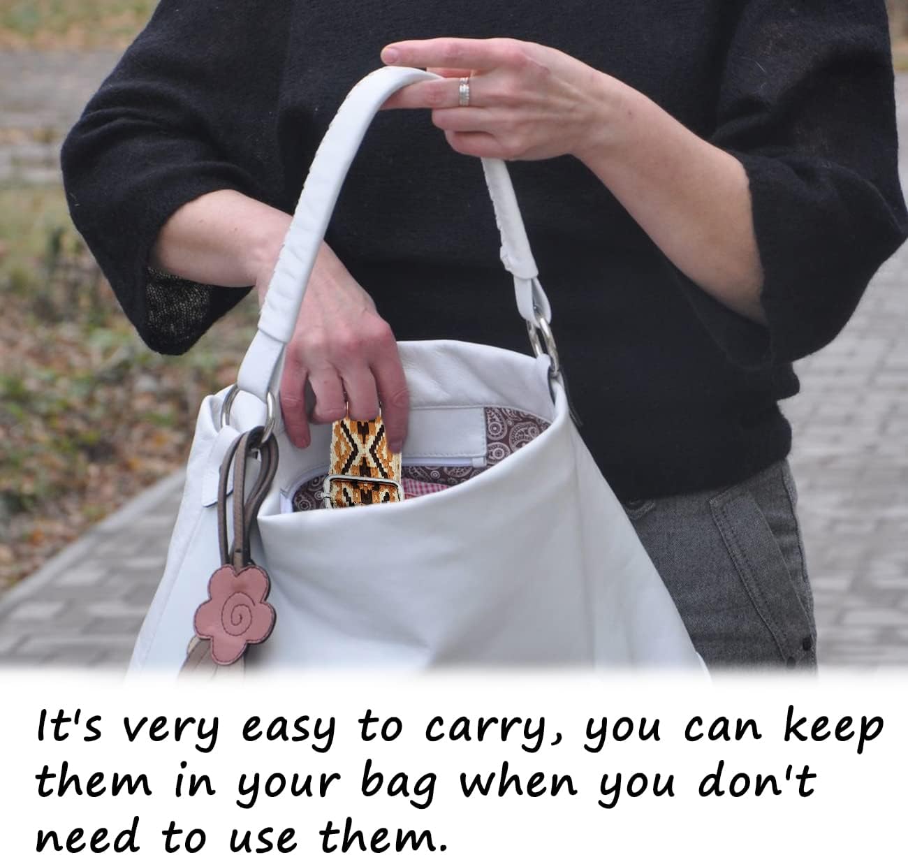 Thumbnail 3 de Shoulder Strap for Bags: Adjustable 3.8 cm Wide with Silver Buckle (Beige/Dark Purple) – M21