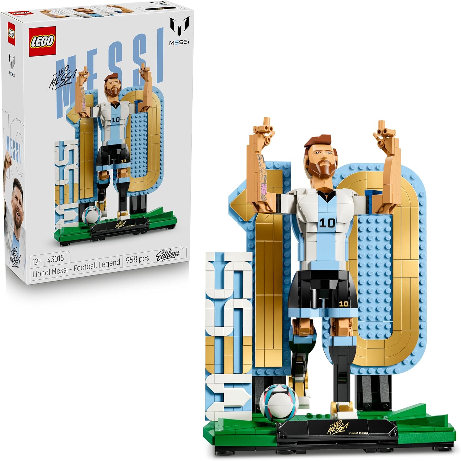Detalle de LEGO Editions Lionel Messi: Leyenda del Fútbol – Maqueta 3D de Figura y dos poses