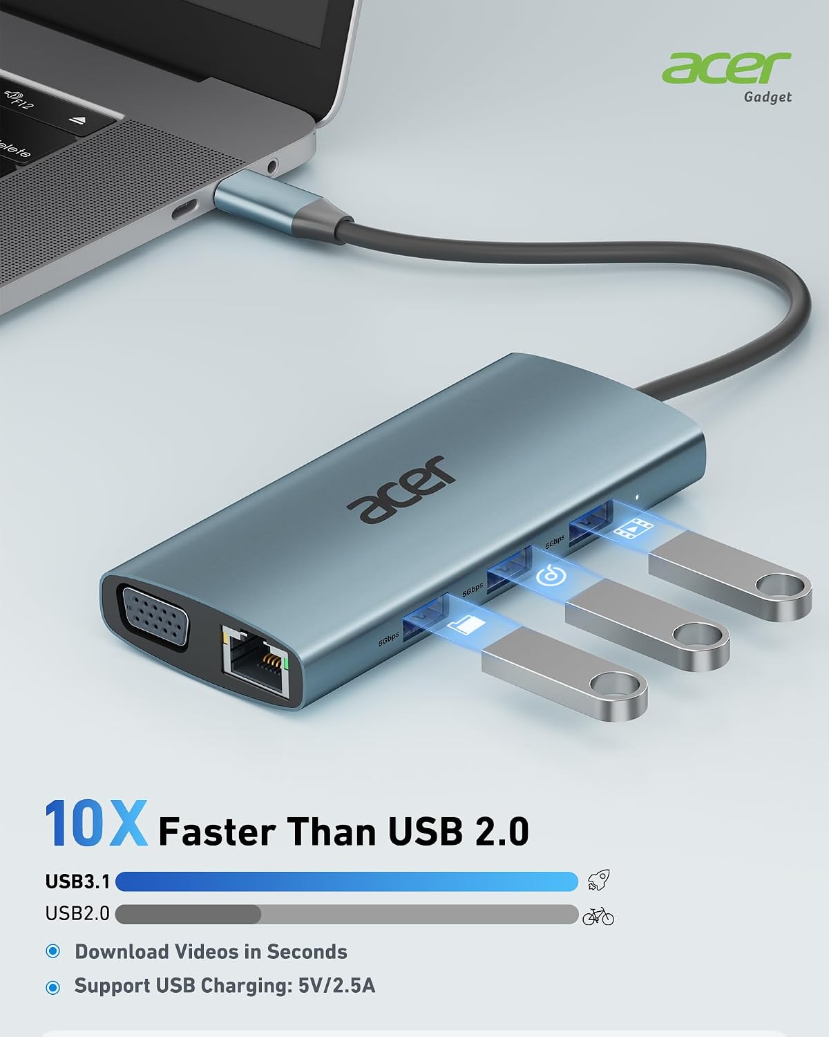 Thumbnail 4 de Acer USB‑C 9‑in‑1 Hub with 100W PD ⚡🖥