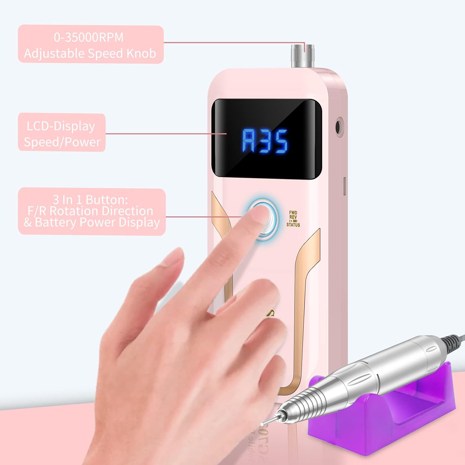 Thumbnail 6 de MOCOWIND Portable Nail Drill 35000 RPM ๐