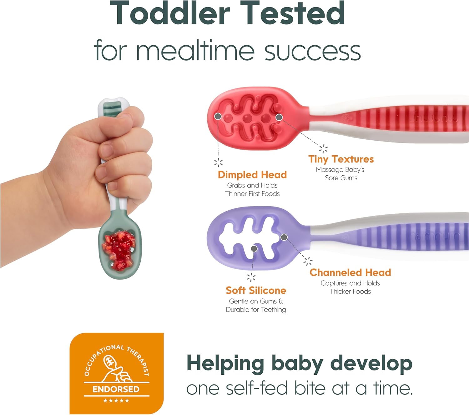 Thumbnail 6 de NumNum Baby Spoons Set: BLW Pre-Spoon GOOtensils, 6-Pack Rainbow