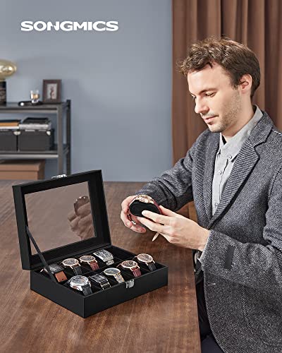 Detalle de SONGMICS Watch Box with 10 Slots, Glass Lid, Metal Clasp