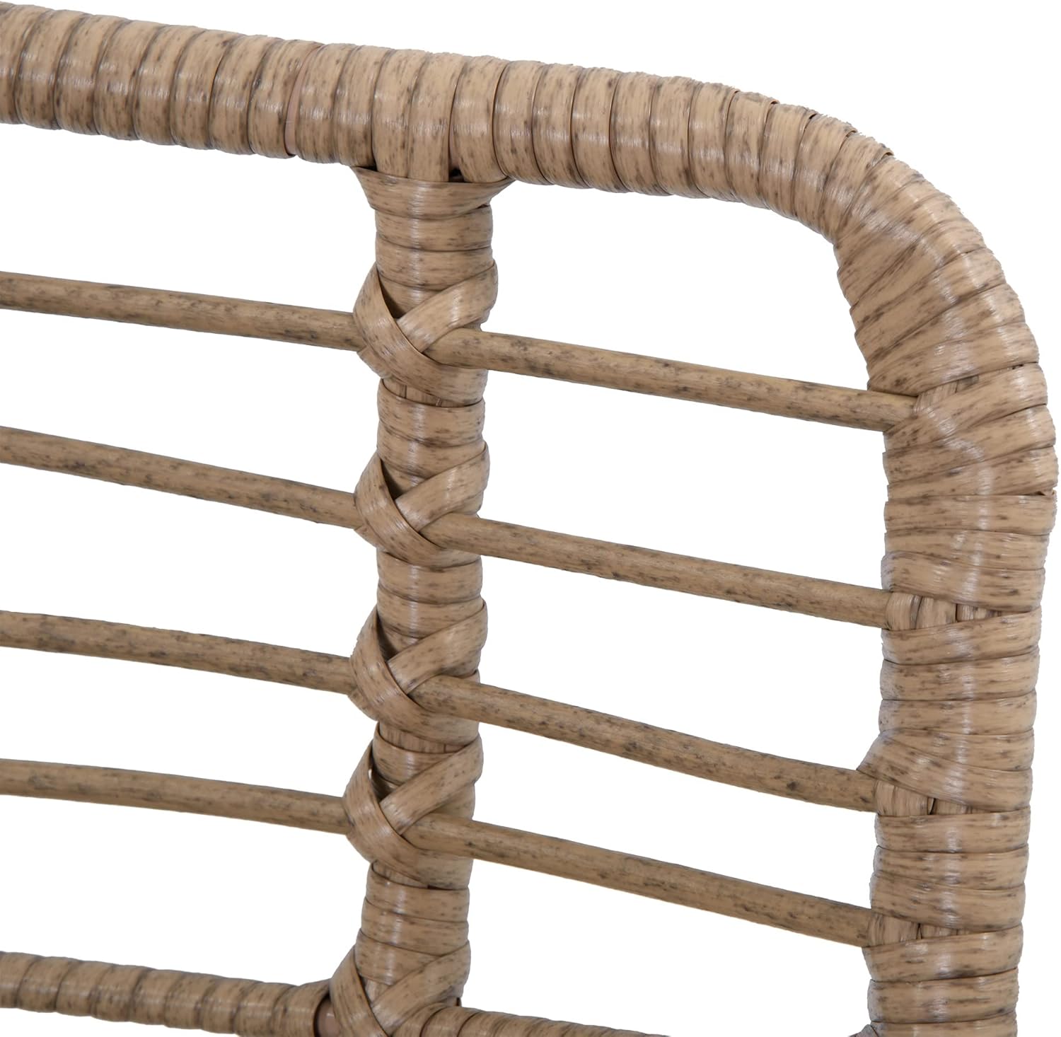 Thumbnail 6 de Outsunny Fauteuil Chaise de Jardin avec Repose-Pieds en métal époxy et résine tressée – Naturel