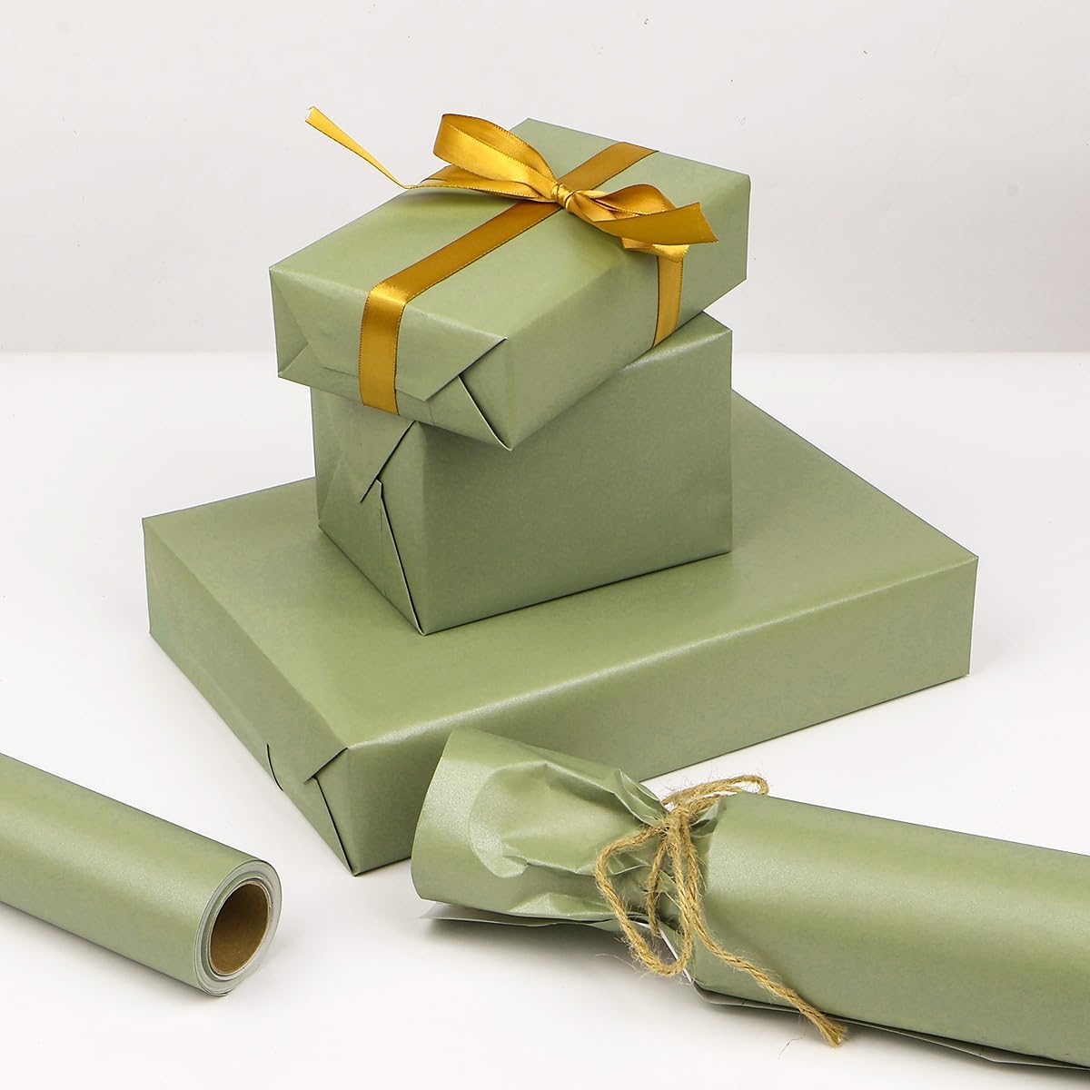 Thumbnail 3 de HBell Green Wrapping Paper Roll (43cm x 10m) – pearly lustre solid colour matte gift wrap