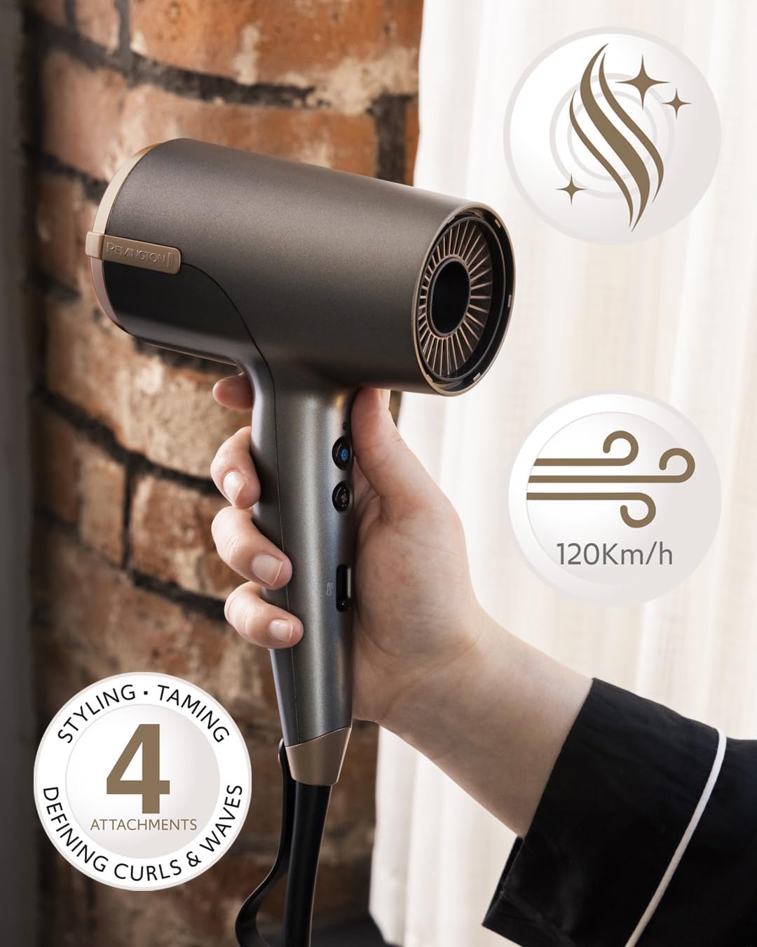 Detalle de Remington ONE Sèche-cheveux ionique Dry&Style D6078 – puissant, rapide et polyvalent