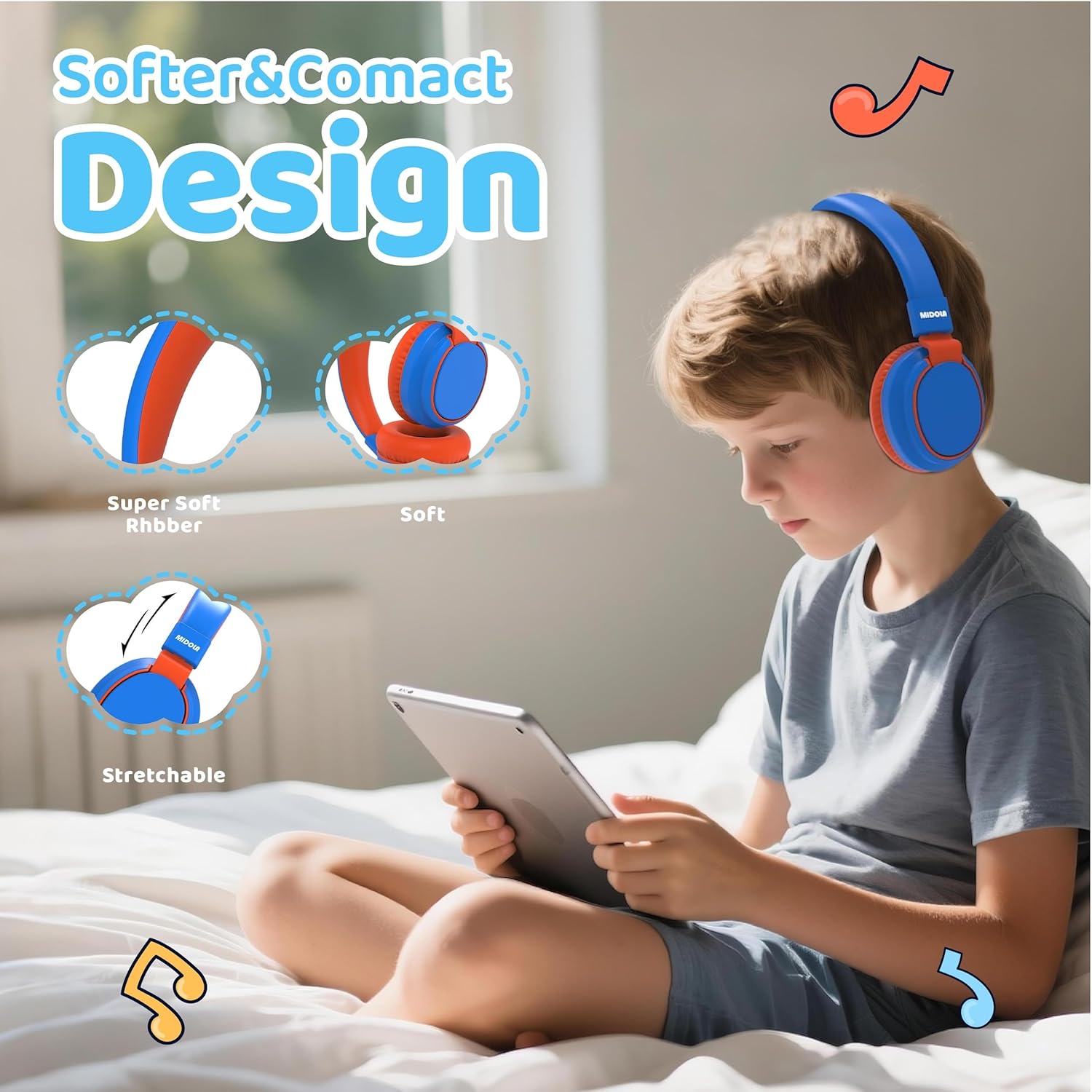 Thumbnail 2 de MIDOLA Kids Wireless Bluetooth Headphones with Safe Volume, 68H Play Time, Over-Ear Foldable Design