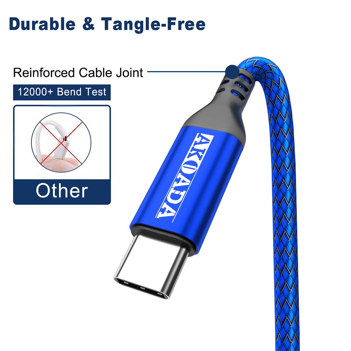 Thumbnail 2 de AkoaDa 100W USB‑C to USB‑C Fast Charging Cable (10ft) Nylon Braided