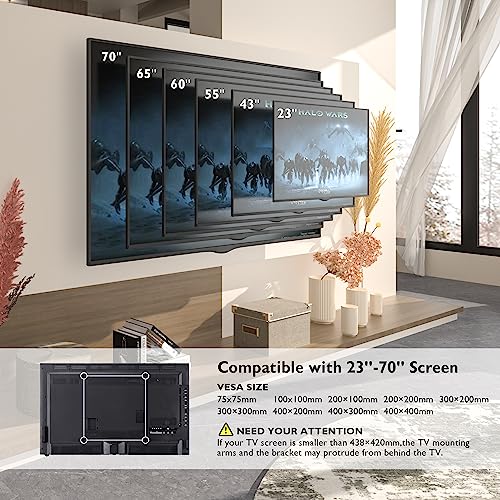 Detalle de BONTEC Support mural TV orientable et inclinable 23–70 pouces