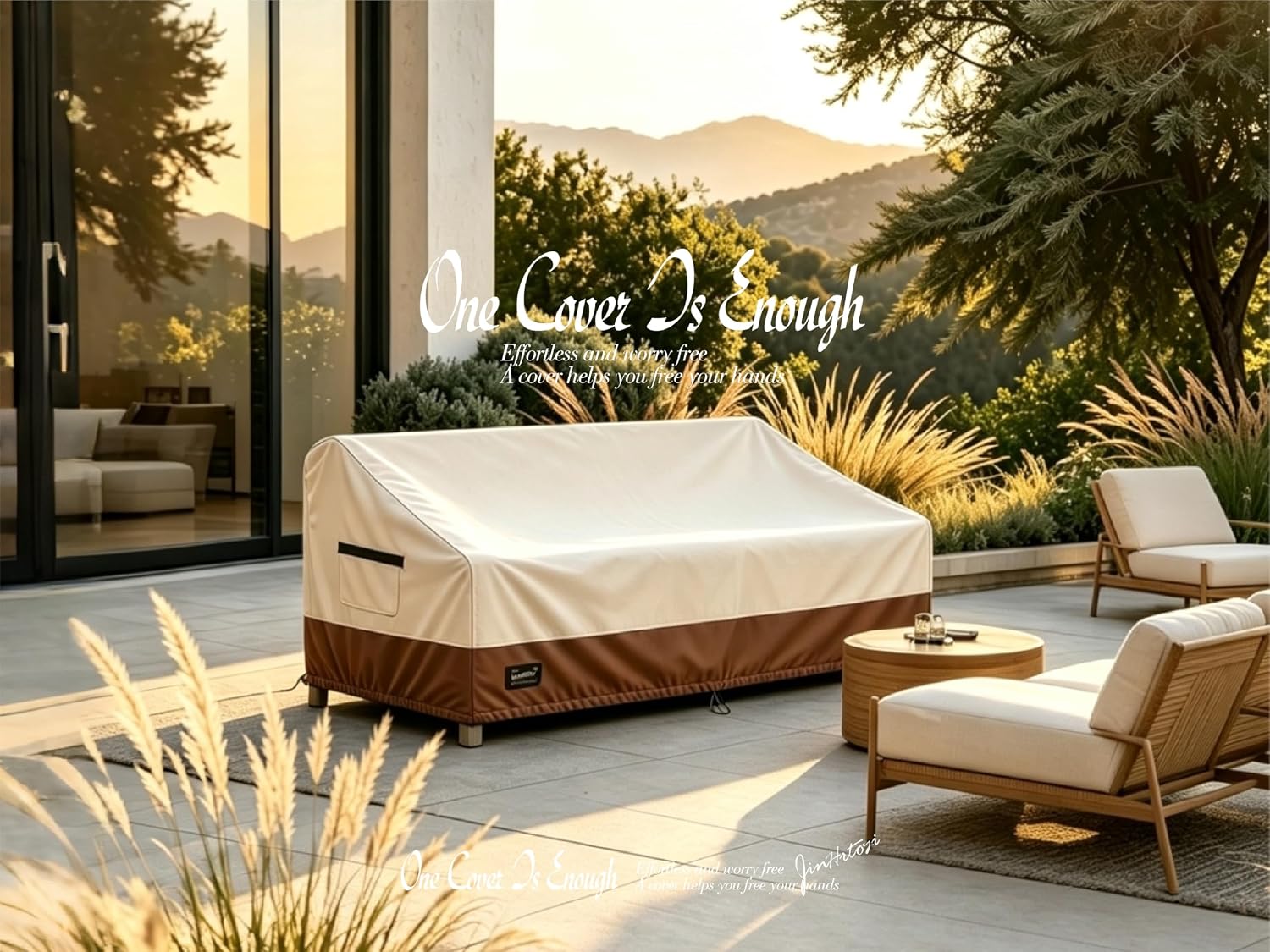 Thumbnail 6 de Jin Hrtoyi Furniture Covers-001 3-Seater Outdoor Sofa Cover, 600D Oxford, Beige/Brown