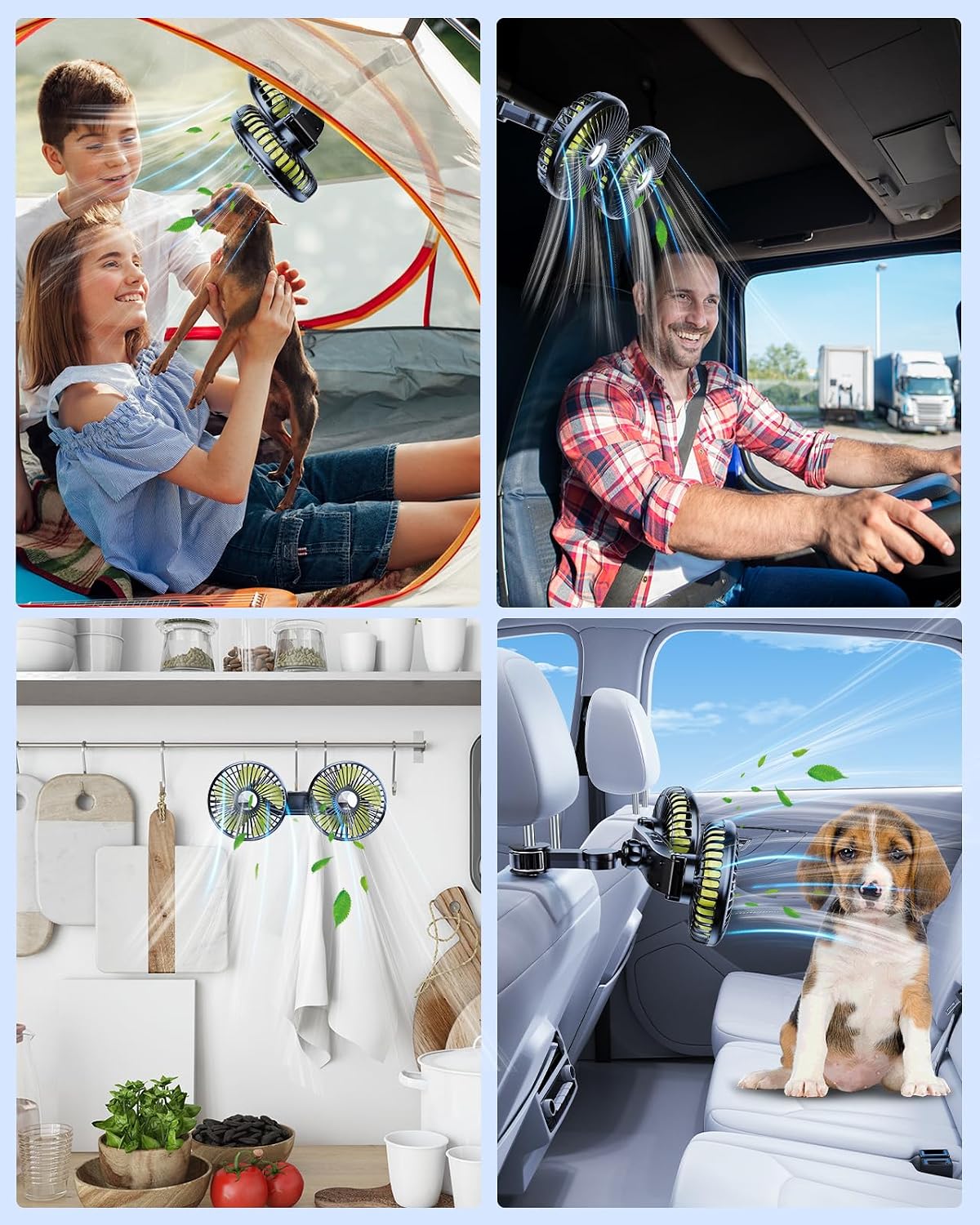 Detalle 2 de Nauttxon Battery Fan for Car Backseat with 360° Rotatable 3 Speed